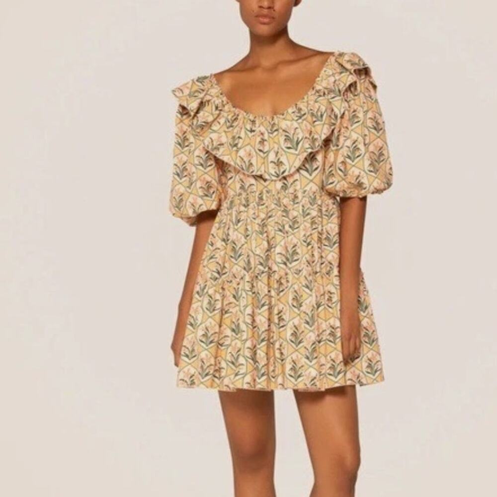 Agua by Agua Bendita Dress Chan Chan Miel Flor Mini Floral Cotton XSl